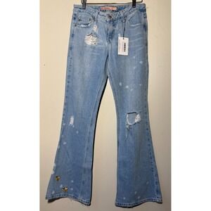 Mudd Vintage Size 9 NWT Flare Jean Embroidered Y2K 90s Upcycled